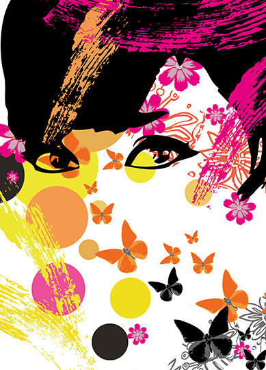 Fotomural mujer con flores